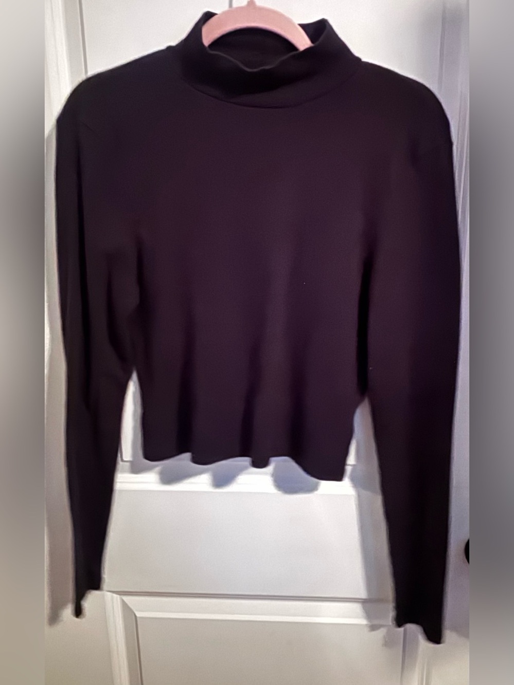 American Eagle Outfitters Black Long Sleeve Mock Neck Cropped Size XL